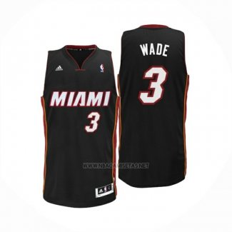 Camiseta Miami Heat Dwyane Wade NO 3 Segunda Negro