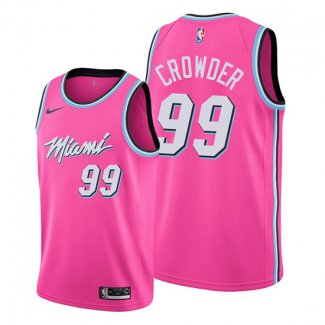 Camiseta Miami Heat Jae Crowder NO 99 Earned 2019-20 Rosa