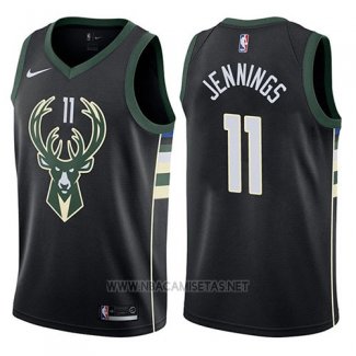 Camiseta Milwaukee Bucks Brandon Jennings NO 11 Statement 2017-18 Negro