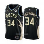 Camiseta Milwaukee Bucks Giannis Antetokounmpo NO 34 Statement 2022-23 Negro
