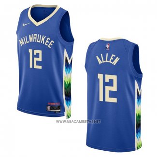 Camiseta Milwaukee Bucks Grayson Allen NO 12 Ciudad 2022-23 Azul