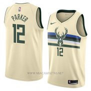 Camiseta Milwaukee Bucks Jabari Parker NO 12 Ciudad 2018 Crema