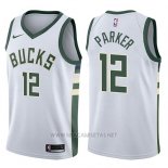 Camiseta Milwaukee Bucks Jabari Parker NO 12 Motorcycles Harlry 2017-18 Blanco