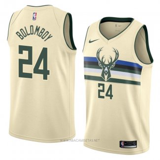 Camiseta Milwaukee Bucks Joel Bolomboy NO 24 Ciudad 2018 Crema