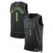 Camiseta New Orleans Pelicans Zion Williamson NO 1 Ciudad 2023-24 Negro