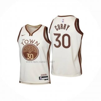 Camiseta Nino Golden State Warriors Stephen Curry NO 30 Ciudad 2025-26 Crema