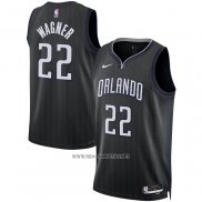 Camiseta Orlando Magic Franz Wagner NO 22 Ciudad 2022-23 Negro