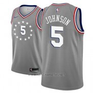 Camiseta Philadelphia 76ers Amir Johnson NO 5 Ciudad 2018-19 Gris