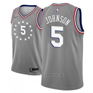 Camiseta Philadelphia 76ers Amir Johnson NO 5 Ciudad 2018-19 Gris