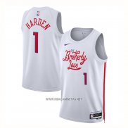 Camiseta Philadelphia 76ers James Harden NO 1 Ciudad 2022-23 Blanco