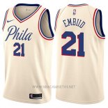 Camiseta Philadelphia 76ers Joel Embiid NO 21 Ciudad Crema