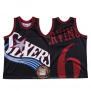 Camiseta Philadelphia 76ers Julius Erving NO 6 Mitchell & Ness Big Face Negro