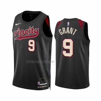 Camiseta Portland Trail Blazers Jerami Grant NO 9 Ciudad 2023-24 Negro