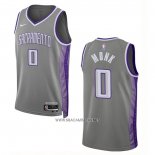 Camiseta Sacramento Kings Malik Monk NO 0 Ciudad 2022-23 Gris