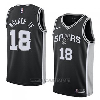Camiseta San Antonio Spurs Lonnie Walker IV NO 18 Icon 2018 Negro