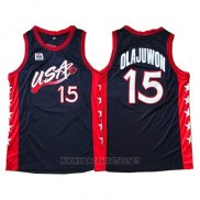 Camiseta USA 1996 Hakeem Olajuwon NO 15 Negro