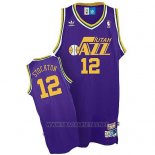 Camiseta Utah Jazz John Stockton NO 12 Retro Violeta2