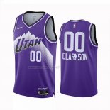 Camiseta Utah Jazz Jordan Clarkson NO 00 Ciudad 2023-24 Violeta