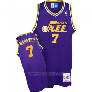 Camiseta Utah Jazz Pete Maravich NO 7 Retro Violeta