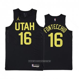 Camiseta Utah Jazz Simone Fontecchio NO 16 Statement 2022-23 Negro