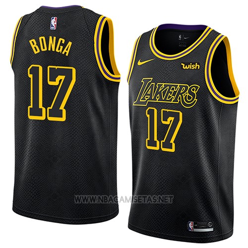 vaso Disturbio casete Camiseta Los Angeles Lakers Isaac Bonga NO 17 Ciudad 2017-18 Negro