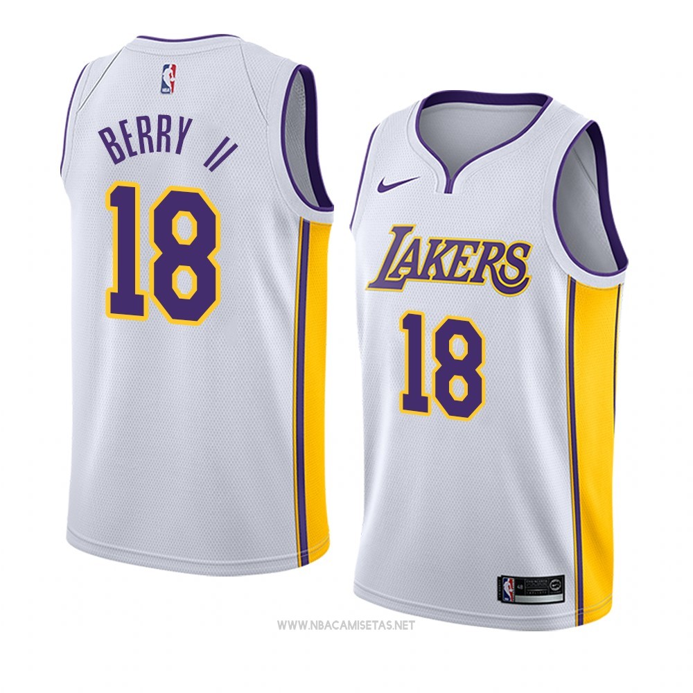 cargando Genuino Desventaja Camiseta Los Angeles Lakers Joel Berry II NO 18 Association 2017-18 Blanco