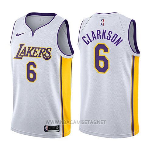 Sacrificio afeitado nada Camiseta Los Angeles Lakers Jordan Clarkson NO 6 Association 2017-18 Blanco