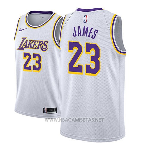 Camiseta Angeles Lakers Lebron James NO 23 Association 2018-19 Blanco