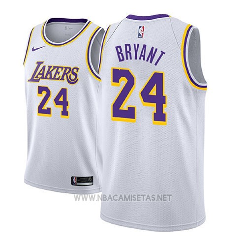 En marcha nombre de la marca falso Camiseta Nino Los Angeles Lakers Kobe Bryant NO 24 Association 2018-19  Blanco