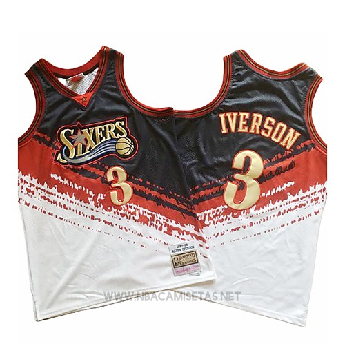 Cúal personal pronunciación Camiseta Philadelphia 76ers Allen Iverson NO 3 Mitchell & Ness Negro Rojo