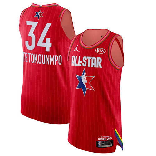 Camiseta All Star 2020 Milwaukee Bucks Giannis Antetokounmpo 34 Rojo